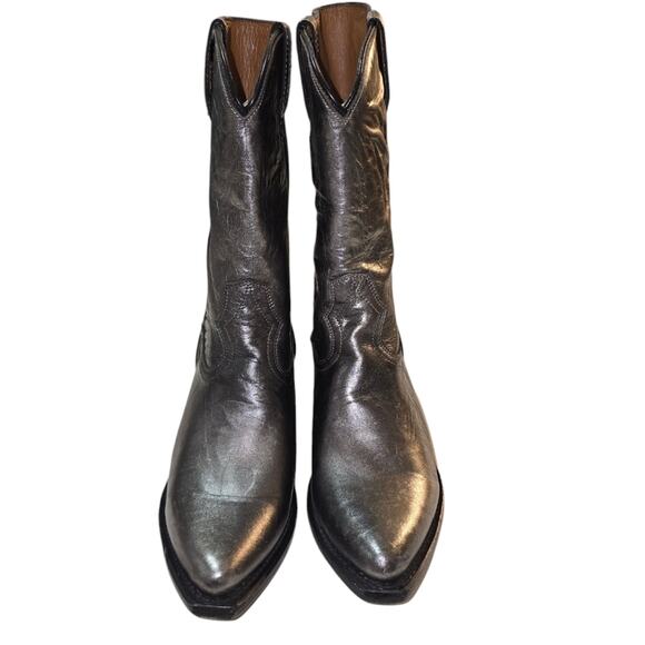 FRYE DARK PEWTER CRINKLE WESTERN SACHA MID PULL ON BOOTS SIZE‎ 8.5 NEW - Picture 7 of 14